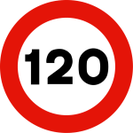 Señal 301 de límite de velocidad a 120 kilómetros por hora