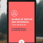 Comobity, aviso de incidencia